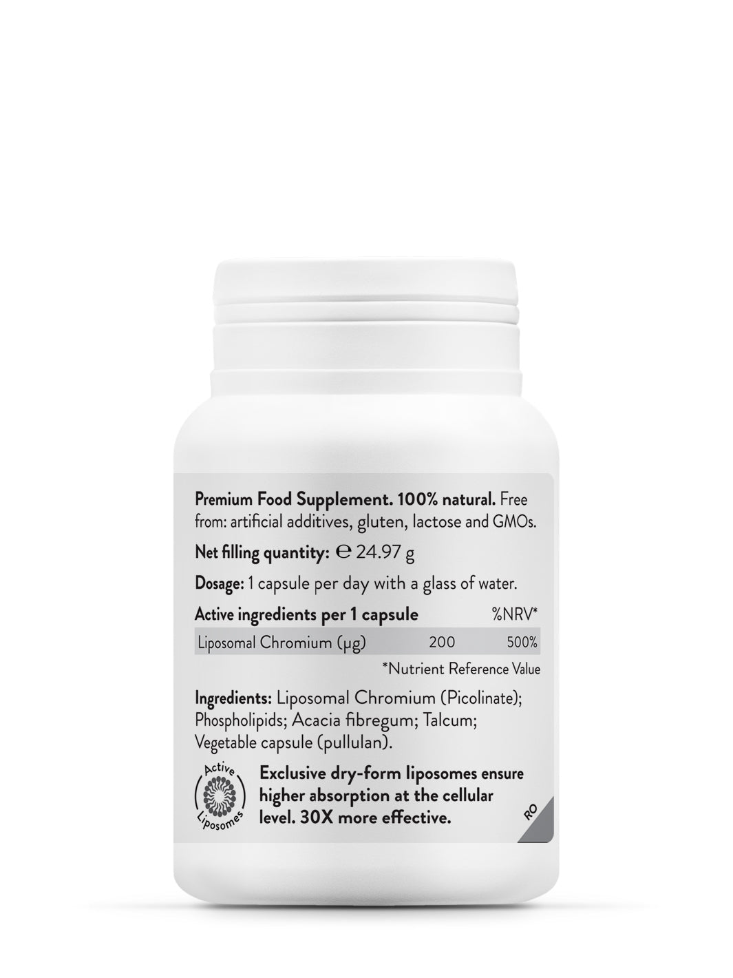Supliment Crom, Liposomal Chromium Balance, 45 capsule vegane, 200 µg Crom Picolinat, Novo Biomedics
