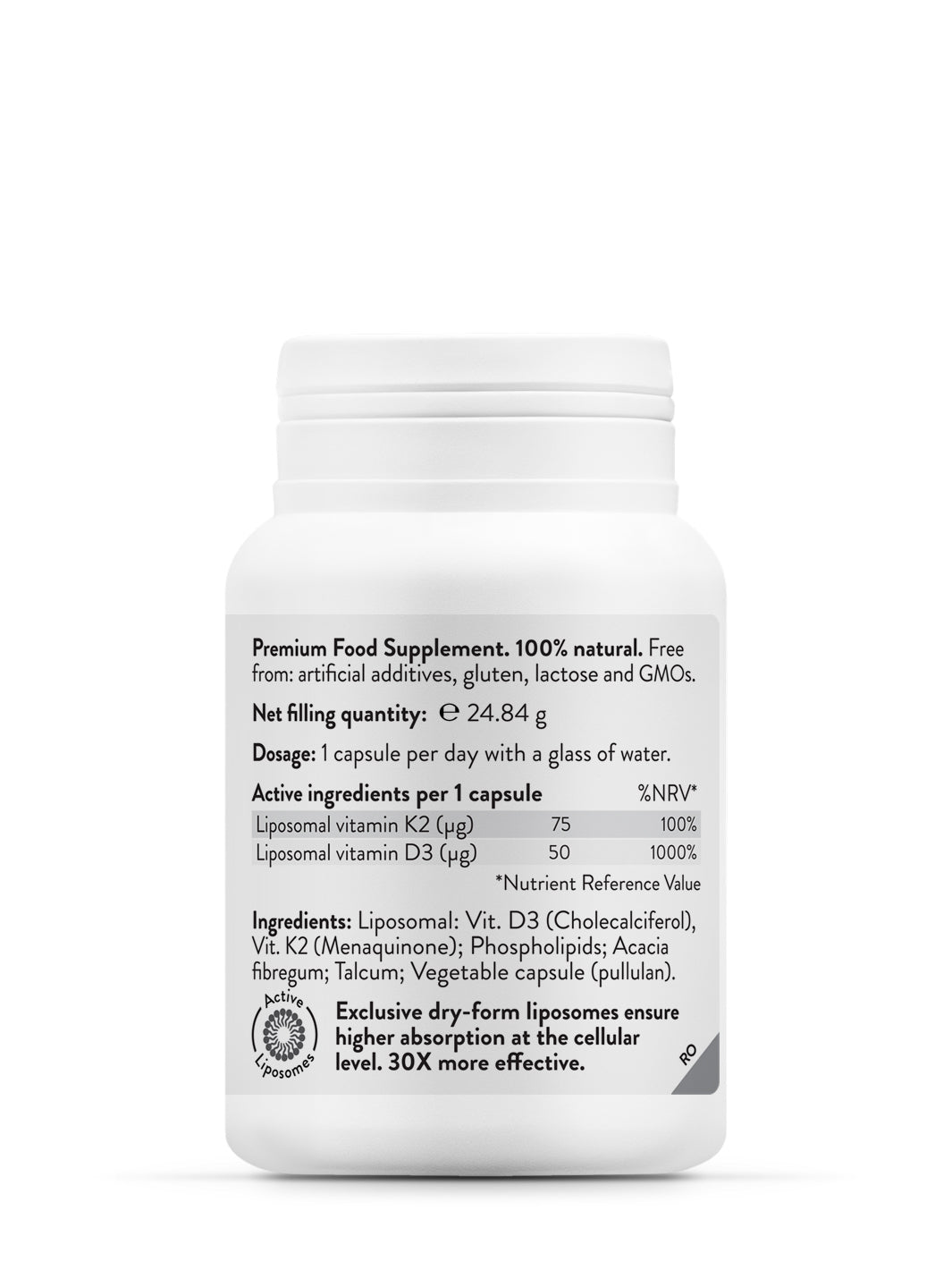 Supliment Vitamina K2 + D3, Liposomal Essential K2 D3, 45 Capsule vegane, 75 µg K2 + 50 µg D3, Novo Biomedics
