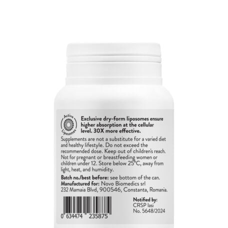 Supliment Fier Lipozomal, Liposomal Iron Bisglycinate, 45 capsule vegane, Novo Biomedics