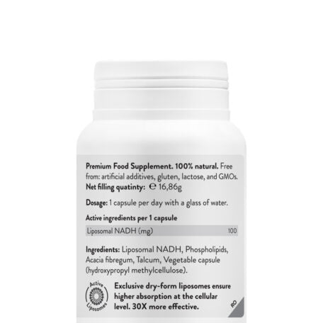 Supliment NADH, Liposomal NAD-H Reset, 30 Capsule vegane, 100 mg Complex, Novo Biomedics