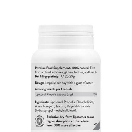 Supliment Propolis, Liposomal Propolis, 45 Capsule vegane, 120 mg Complex, Novo Biomedics