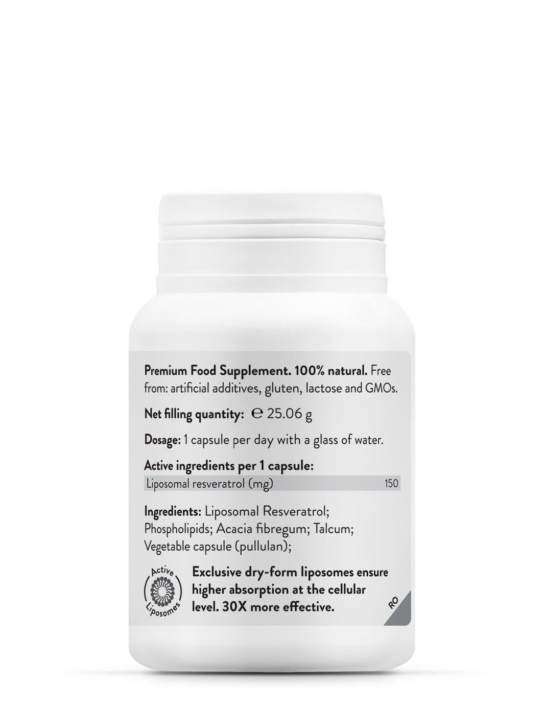 Supliment Resveratrol, Liposomal Resveratrol Ultra, 45 Capsule vegane, 150 mg Complex, Novo Biomedics