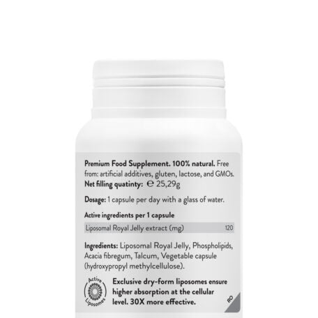 Supliment Laptisor de Matca, Liposomal Royal Jelly, 45 Capsule vegane, 120 mg Complex, Novo Biomedics