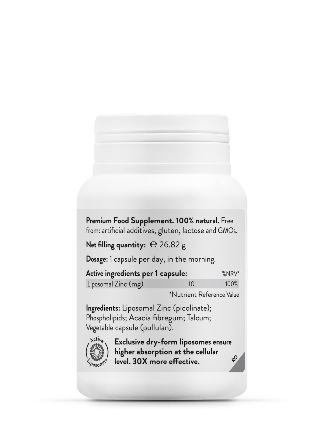 Supliment Zinc, Liposomal Zinc Picolinate, 45 Capsule vegane, 10 mg Complex, Novo Biomedics